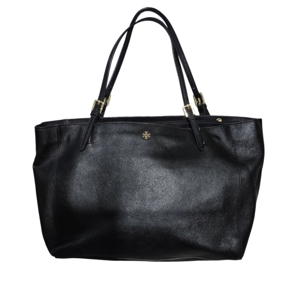 Tory Burch Large Black Leather Tote Bag